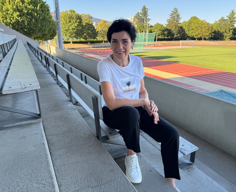Marjeta Gurtner beim Sport-Mentaltraining im Stadion